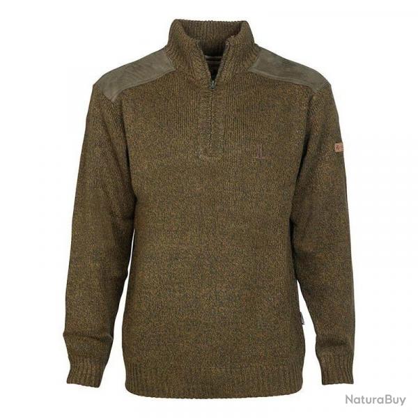 Pull Chasse Brod Col Chemine Kaki 3XL - PERCUSSION