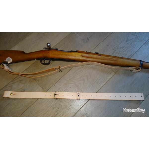 Bretelle en cuir fauve pour Mauser carl Gustav M96 sudois - Surplus authentique