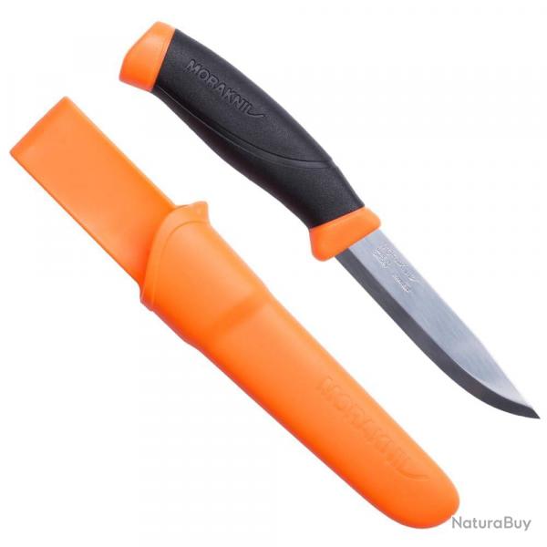 Poignard MORA "COMPANION" lame inox manche gomme tui rigide NOIR/ORANGE