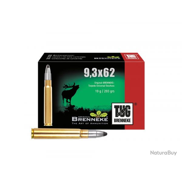 Cartouches BRENNEKE TUG Calibre 9.3x62 293 Gr/ 19 G (Boite de 20)