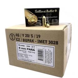 x1000 CARTOUCHES SB 9x19 mm FMJ 124gr | SELLIER & BELLOT