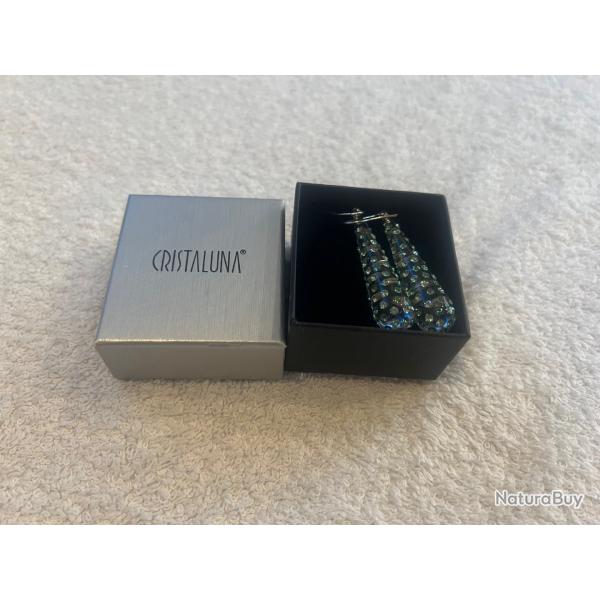 Boucles d oreilles cristaluna lacrima transparente en cristal acrylique swarovski neuf 300 983 g2