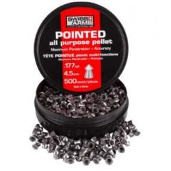 Plombs 4.5 mm Tête pointue -Swiss Arms - Boite de 500