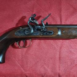 Magnifique pistolet à silex Colonial Jukar 12mm de 1977 en excellent état platine gravée et jaspée