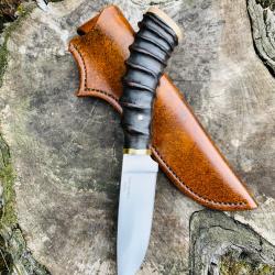 couteau de chasse d'artisan / manche corne d'antilope / ronce de bouleau