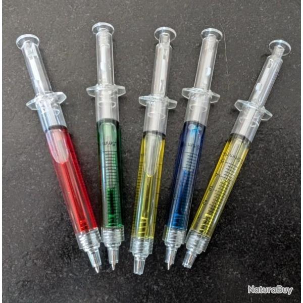 Stylo Seringue Rouge – Fausse Seringue Amusante, écrit En Noir – Gadget Original, Blague Médicale