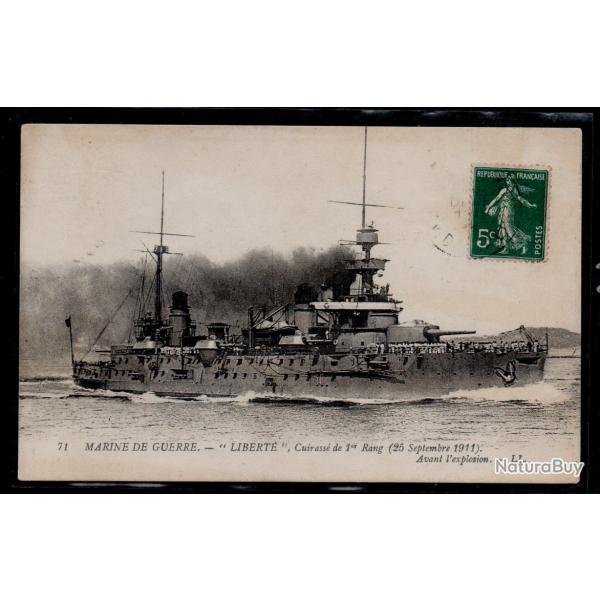CPA- MARINE DE GUERRE -" LIBERT "Cuirasse 1er Rang ( le 25 septembre 1911 )Avant l'explosion N3873