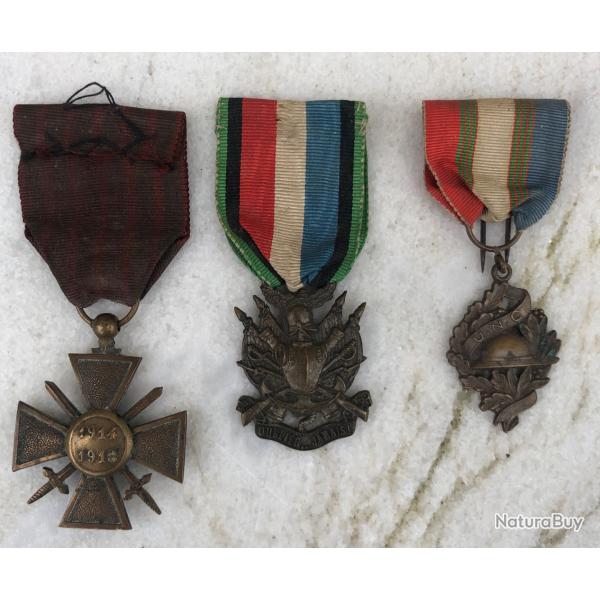 3 mdailles 14/18 poilu ww1
