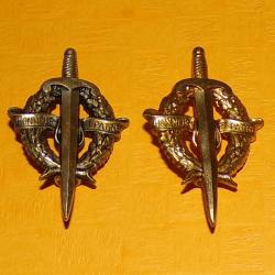 LOT DE 2 Brevets de Préparation Militaire Elémentaire, doré et argentés  ,  FABRICANT ARTHUS BERTRAN