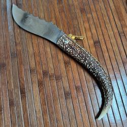 SUPERBE CORNILLONS CATALANA GÉANT 40 CM LAME GRAVÉE DE SCÈNE DE CHASSE SIGNÉ ET NUMÉROTÉ