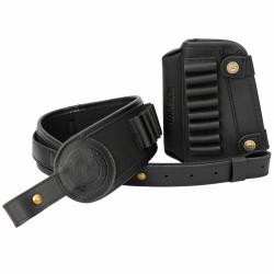 Tourbon Sangle de Fusil en Toile et Cuir + Repose-Joue avec Porte-Cartouches Chasse Noir