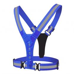 Gilet de Sécurité LED Réfléchissant - Équipement Haute Visibilité pour la sécurité nocturne Bleu