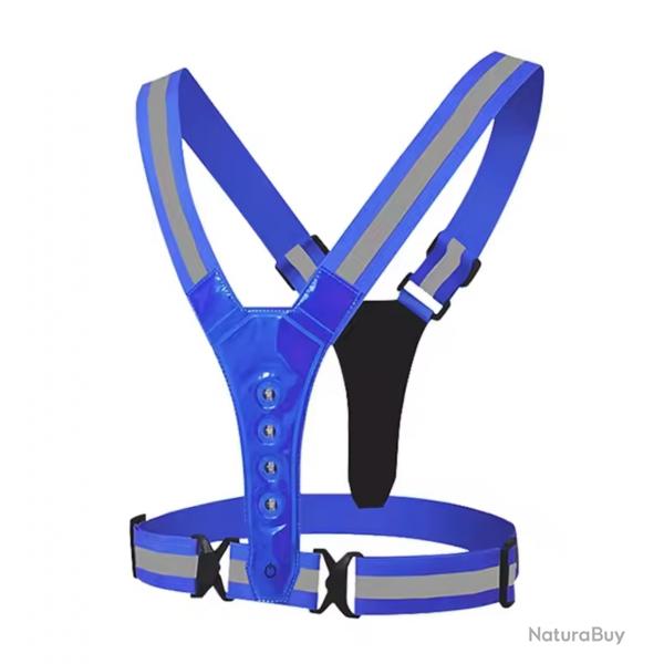 Gilet de Scurit LED Rflchissant - quipement Haute Visibilit pour la scurit nocturne Bleu