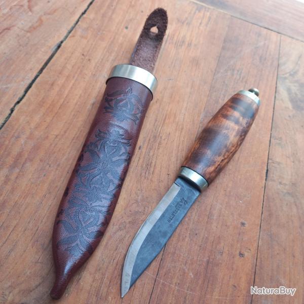 Joli Couteau PUUKKO BRUSLETTO Fourreau en cuir Manche en Bois