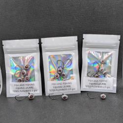 TÊTE FISH AND FISHINGLURE MICRO SMALL FISH HEAD LEAD HOOK2,5grs/3,5grs/5grs , 5 pcs de chaque