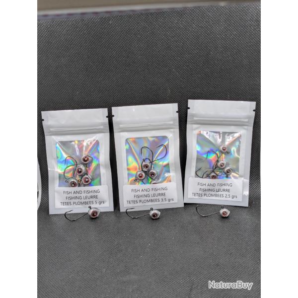 TTE FISH AND FISHINGLURE MICRO SMALL FISH HEAD LEAD HOOK2,5grs/3,5grs/5grs , 5 pcs de chaque