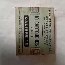 Boîte de 10 cartouches anciennes cal 12 MF Mouchetées  rouges douilles  cartons
