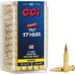 Cartouches  CCI - 17 HMR  TNT Green 17 grains -  X 50