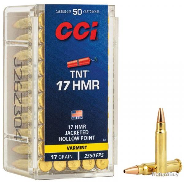 Cartouches  CCI - 17 HMR  TNT Green 17 grains -  X 50