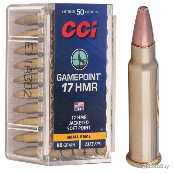 Cartouches  CCI - 17 HMR  GAMEPOINT  20 grains -  X 50