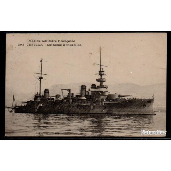 CPA - Marine Militaire Franaise - " JUSTICE " Cuirasse a tourelles  - N3031