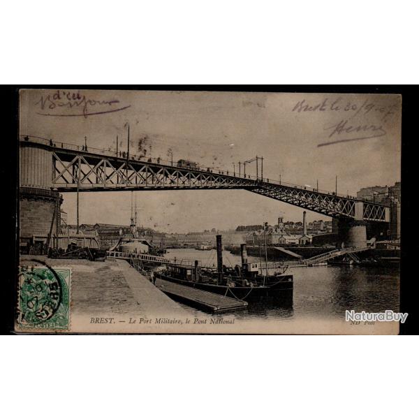 CPA - Marine Militaire - " BREST "  Le Port Militaire le Pont National - N3034