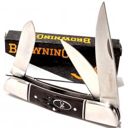Couteau Pliant Browning Triple Edge Traditional Lames Acier Inox Poignée Os Slipjoint BR0159