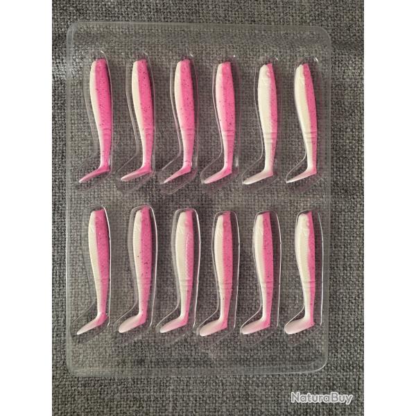 108 Leurres ron thompson Shad paddle tail uv pink White 6,5cm 1,9gr