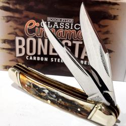 Couteau Rough Ryder Classic Cinnamon Bone Stag Lames Acier Carbone Manche Os de Daim Slip RR2422