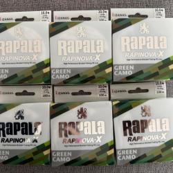 Lot 6 bobines de Tresse rapala rapinova X Green 100m 120lb 0,50mm
