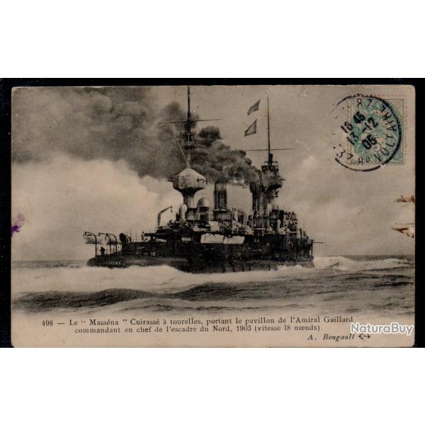 CPA - Marine Militaire -" LE Massna " Cuirasse a tourelles portant le pavillon de l'Amiral - N3105