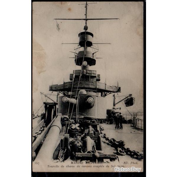 CPA - Marine Militaire  - Tourelle de chasse de canons couples de 305 m/m - N3097