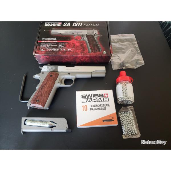 PISTOLET CO2 AUTOMATIC EN METAL AVEC CULASSE AMOVIBLE COMME NEUF