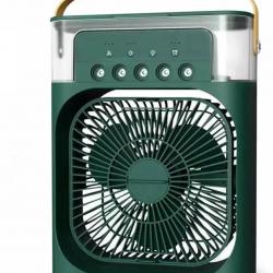 Ventilateur Portable 3-en-1 USB - Climatiseur, Humidificateur & Éclairage LED - Avec anse Vert