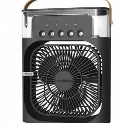 Ventilateur Portable 3-en-1 USB - Climatiseur, Humidificateur & Éclairage LED - Avec anse Noir