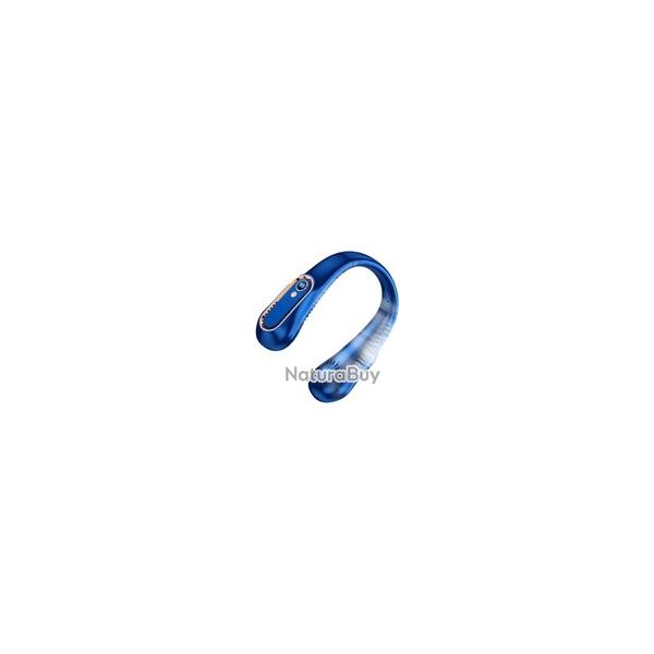 Ventilateur de Cou USB Rechargeable - 5 Vitesses - cran Digital - Bleu