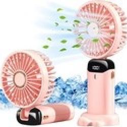 Mini Ventilateur USB Portable de Poche - 5 Vitesses - Base Pliable - Rose