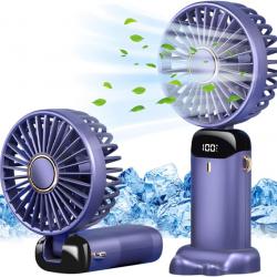 Mini Ventilateur USB Portable de Poche - 5 Vitesses - Base Pliable - Violet