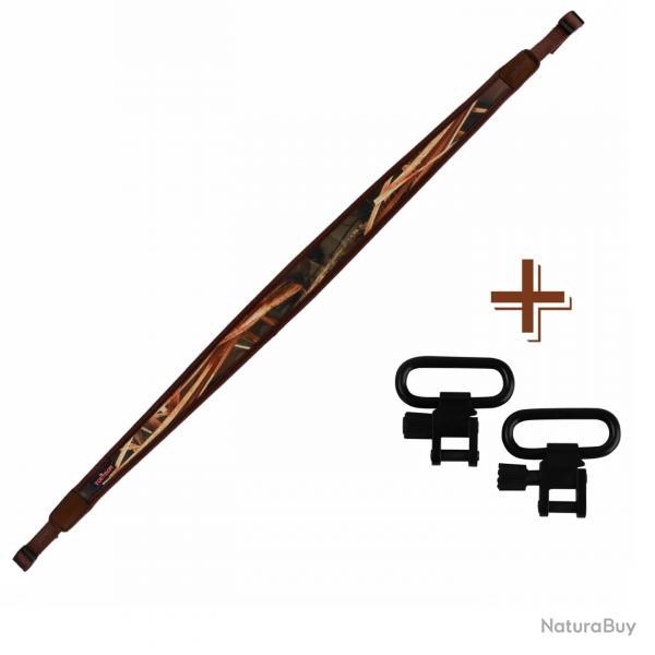 Tourbon Sangle Camo Noprne 6mm avec merillons Antidrapante et Confortable pour Fusil de Chasse