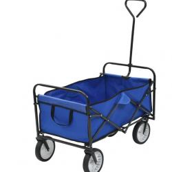 Chariot pliable bleu en acier - Transport jardinage & matériel - Capacité 75 kg