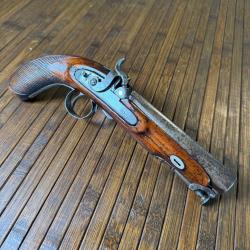PISTOLET D'OFFICIER A SILEX PASSÉ A PERCUSSION CROCHET DE CEINTURE