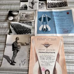 Brevet parachutiste, certificat de bonne conduite, photos 3eme RPIMA, post algerie, Tchad Liban.