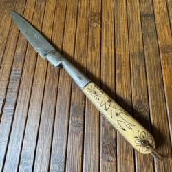 COUTEAU VENDETTA CORSE VÉRITABLE POUDRILLE PLAQUETTES OS DEBUT 1900
