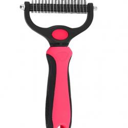 Brosse Professionnelle 2-en-1 Chiens & Chats Poils Longs & Mi-longs Anti-Noeuds & Anti-Chute Rose