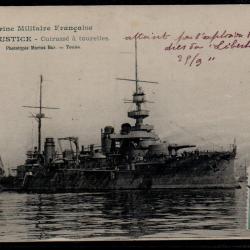 CPA - Marine Militaire Fran&ccedil;aise - " JUSTICE " Cuirasse a tourelles  N&deg;3286