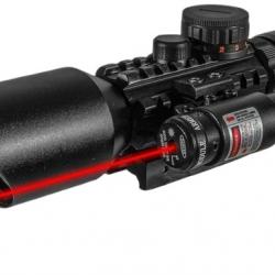 FIRE WOLF 3-10x42 lunette tactique optique Réticule rouge/vert Zoom réglable  Modèle M9** Rouge