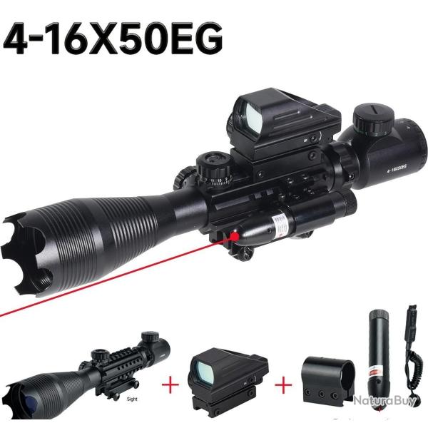 Lunette de Vise 4-16x50 EG DulOptical Rticule Rouge/Vert Laser Rouge Optique Tactique chasse