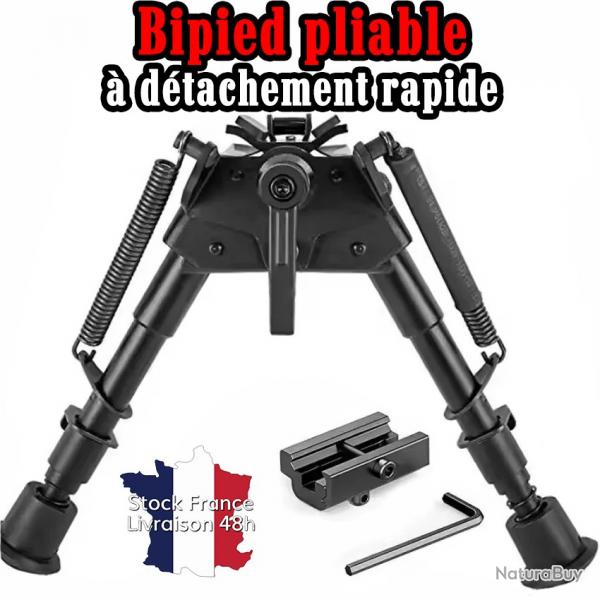 Bipied rglable et pliable avec adaptateur picatinny 20mm - Stock France