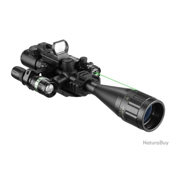 Lunette de Vise 6-24x50 AOEG Rticule Mil-Dot Rouge/Vert Laser Intgr Viseur Holographique Tactiqu