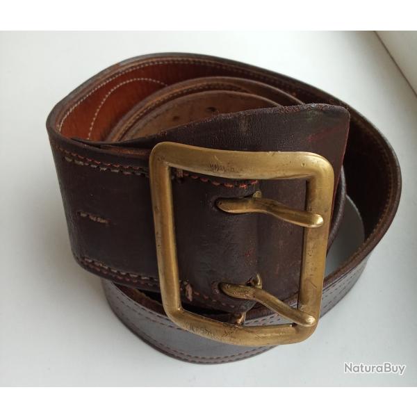 Ceinture officier sovietique cuir marron 117 cms URSS CCCP 1970s